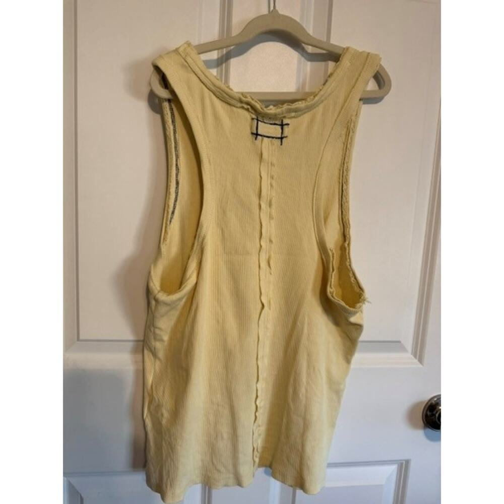 Free People Butter Yellow Ribbed Racerbank Tank Top Large - Picture 2 of 2